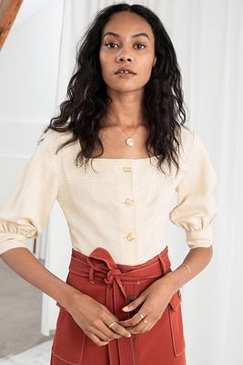 Linen Blend Square Neck Top from & Other Stories
