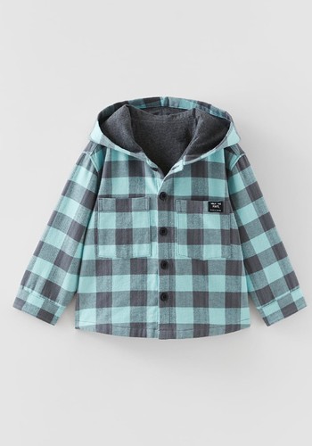 Check Print Hooded Overshirt