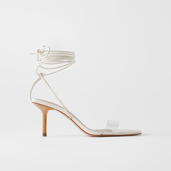 Wood & Vinyl Heeled Sandals from Zara