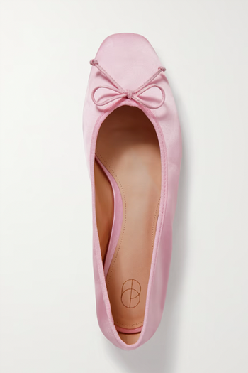 Bow-Embellished Satin Ballet Flats from Porte & Paire