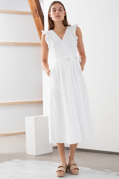 Ruffled Cotton Dobby Midi Dress from & Other Stories