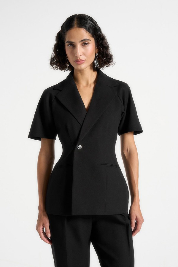 Malika Short-Sleeve Double-Breasted Blazer   from Manière De Voir 