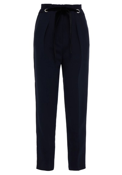 Plantain Velvet-Trimmed Embellished Crepe Tapered Pants