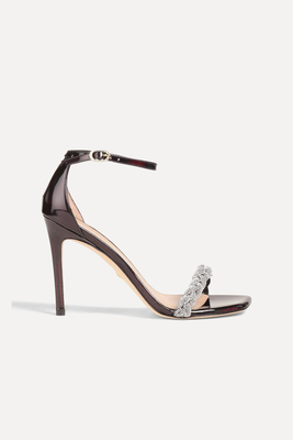Embellished Iridescent Effect Patent Leather Sandals from Stuart Weitzman