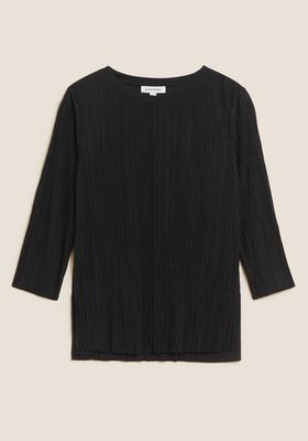 Jersey Plisse 3/4 Sleeve Blouse from M&S
