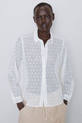 Shirt With Cutwork Embroidery