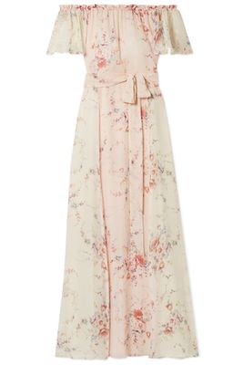 Evelyn Off-The-Shoulder Floral-Print Maxi Dress from LoveShackFancy