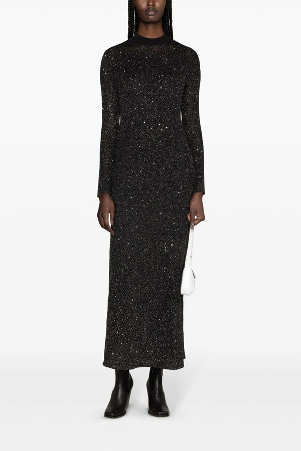 Sequin-Embellished Open-Back Dress from Maje