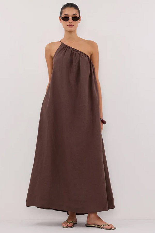Alma Asym Linen Midi Dress from Dissh
