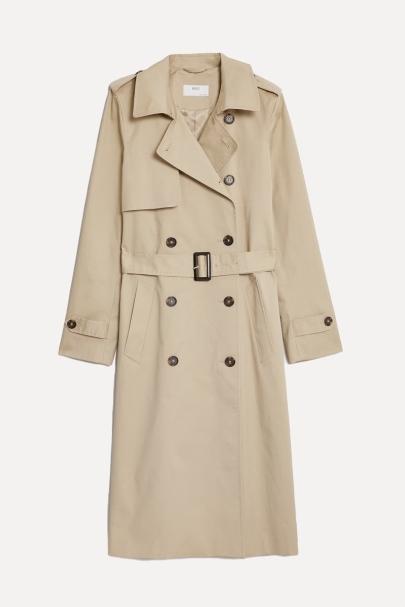 Cotton Rich Belted Longline Trench Coat from Marks & Spencer
