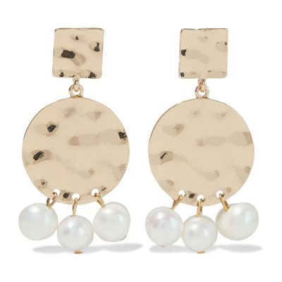 Gold-Plated Faux Pearl Earrings from Kenneth Jay Lane