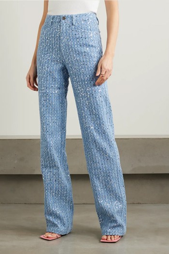 Sequined High-Rise Bouclé Straight-Leg Jeans, £230 | Rotate Birger Christensen