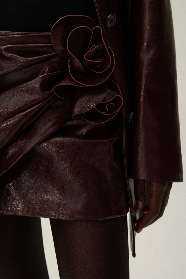 Floral-Appliqué Leather Miniskirt from Magda Butrym