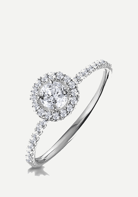 1ct Diamond And 18K White Gold Cluster Ring