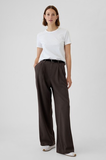 365 High Waisted Brushed Twill Pleated Trousers from GAP