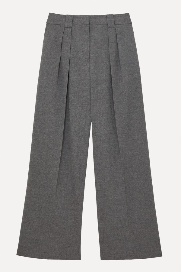 Poppie Flannel Wide Leg Trousers from Reiss