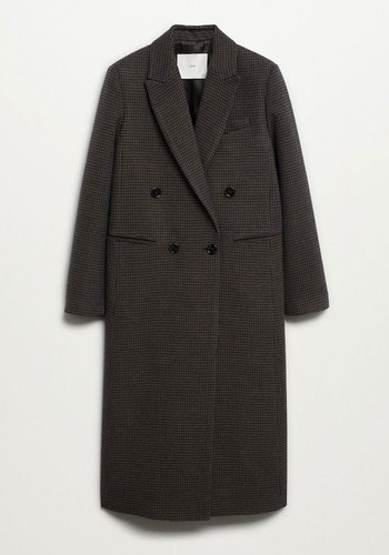 Check Wool Blend Overcoat from Mango