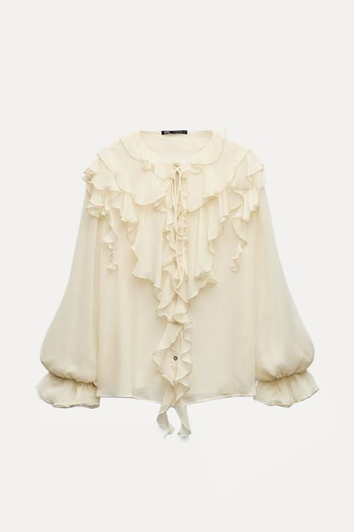 Ruffled Shirt With Tie Detail from Zara