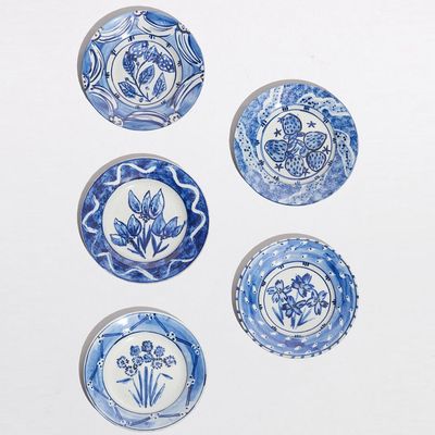 Blue & White Floral Ceramic Plates