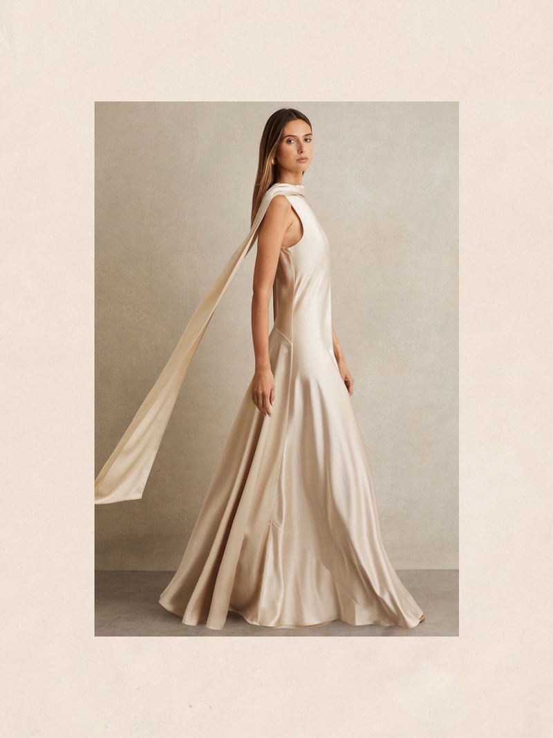 Fae Satin Cape Maxi Dress