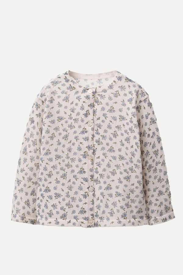 Fine Knit Cardigan With Floral Print