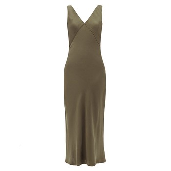 Bordeaux V-Neck Silk-Satin Slip Dress from Asceno