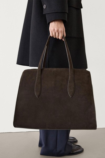 Split Leather Maxi Tote Bag from Massimo Dutti