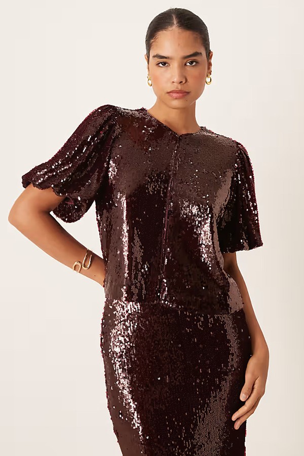 Premium Sequin Top & Midi Skirt Set from Yas