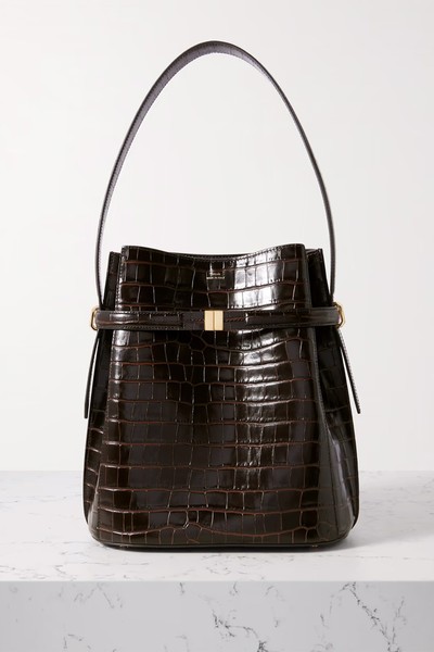 Belted Croc-Effect Leather Tote from Toteme