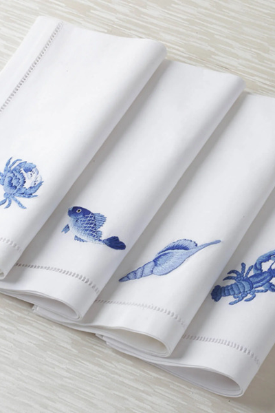 Blue Fish Dinner Napkin from Sibona