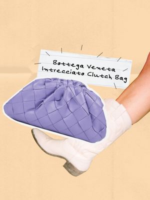 Purple small Intrecciato Leather Clutch Bag, £1,123.36 | Bottega Veneta