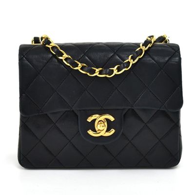 7" Black Quilted Leather Classic Mini Flap Bag from Chanel