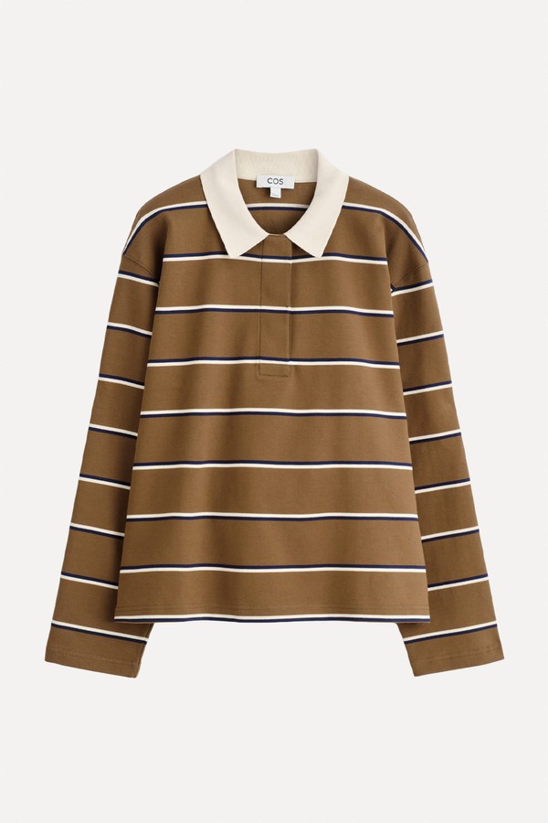 Striped Long-Sleeved Polo Shirt from COS
