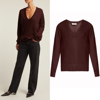 V-Neck Fine-Knit Cashmere Sweater