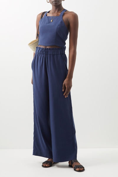 Natalia Paperbag-Waist Twill Trousers from Casa Raki