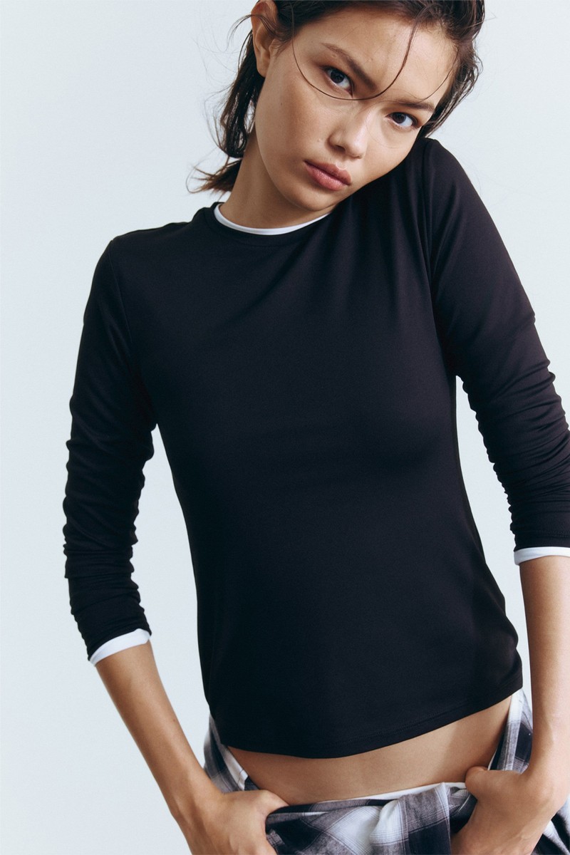 Long-Sleeved Microfibre Top from H&M