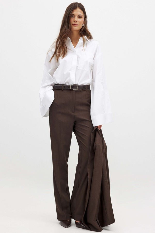 Cotton Button Detail Wide Sleeve Shirt