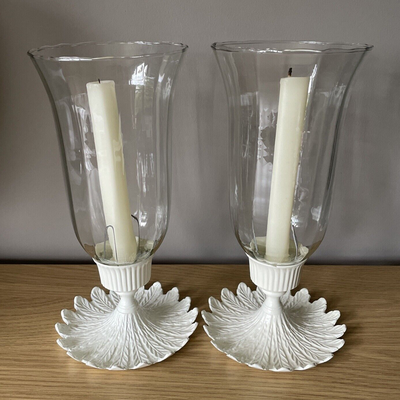 Pair Vintage Hurricane Lamps