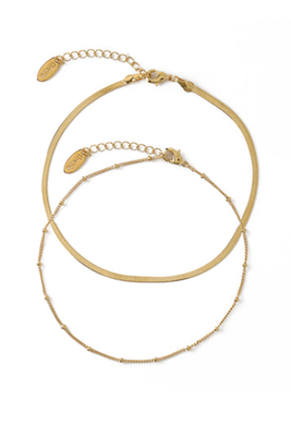 Satellite & Snake Chain Anklet Duo from Orelia