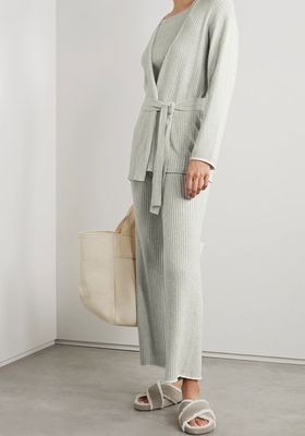 Belted Ribbed Cotton & Cashmere-Blend Cardigan from Skin