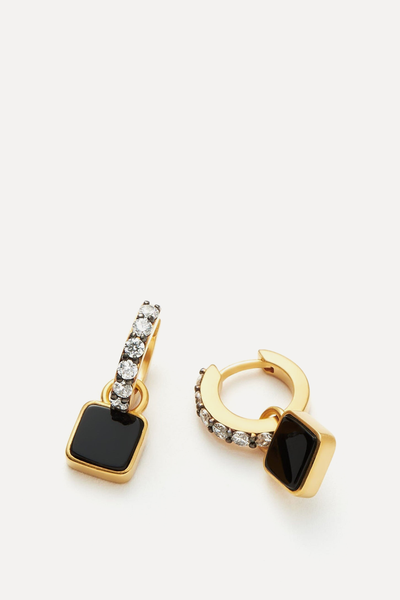 Square Onyx Charm Hoop Earrings from Missoma x Lucy Williams