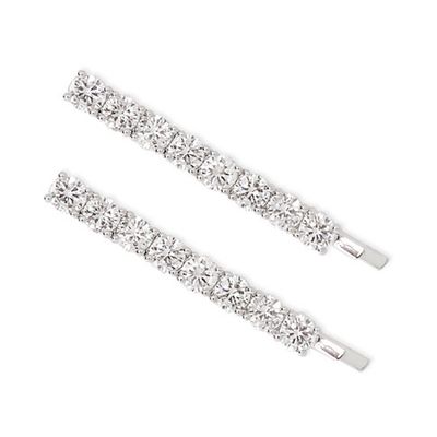 Silver Tone Crystal Hair Slides from Kenneth Jay Lane