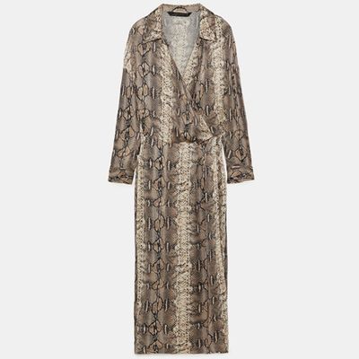 Snakeskin Print Shirt Dress from Zara