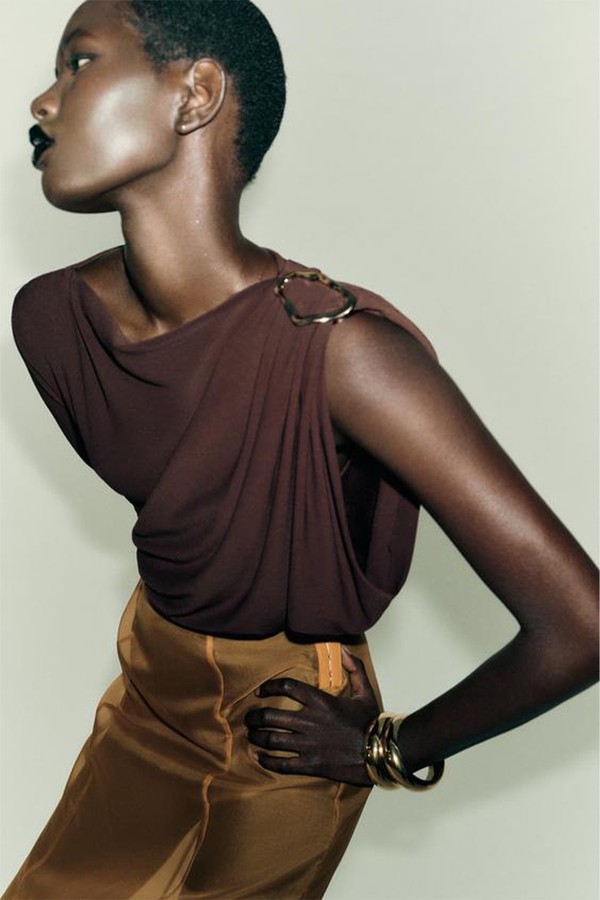 Flowing Bodysuit With Brooch Detail from Zara