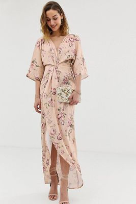Knot Front Maxi Dress in Multi Floral from Hope & Ivy