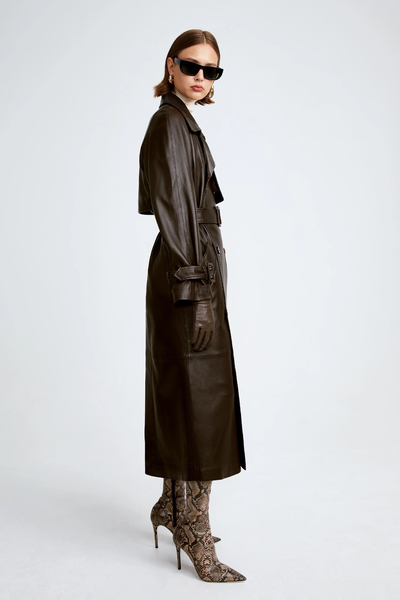 Henri Leather Trench Coat from Nour Hammour