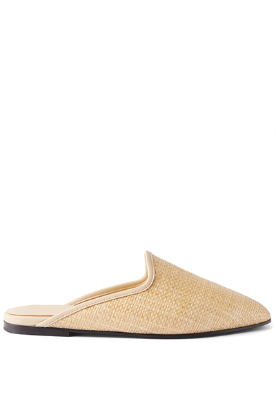 Almond-Toe Raffia Backless Loafers from Totême