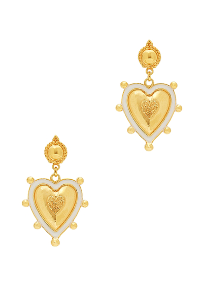 Sicilian Heart 18kt Gold-Plated Drop Earrings from Soru Jewellery