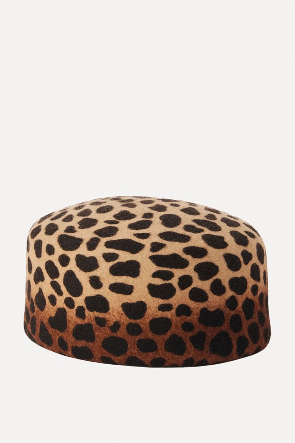 Lauren Leopard-Print Wool-Felt Pillbox Hat from GIGI BURRIS 