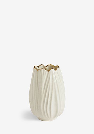 Ceramic Pleat Gold Edge Vase